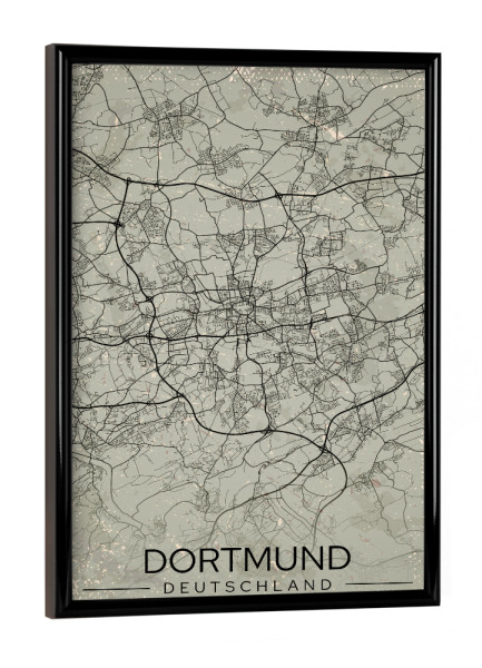 Poster mit schwarzem Rahmen "Dortmund Retro Map" artboxONE - Städte / Weitere,Kartografie
