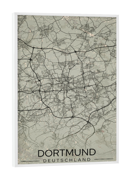 Poster mit weißem Rahmen "Dortmund Retro Map" artboxONE - Städte / Weitere,Kartografie