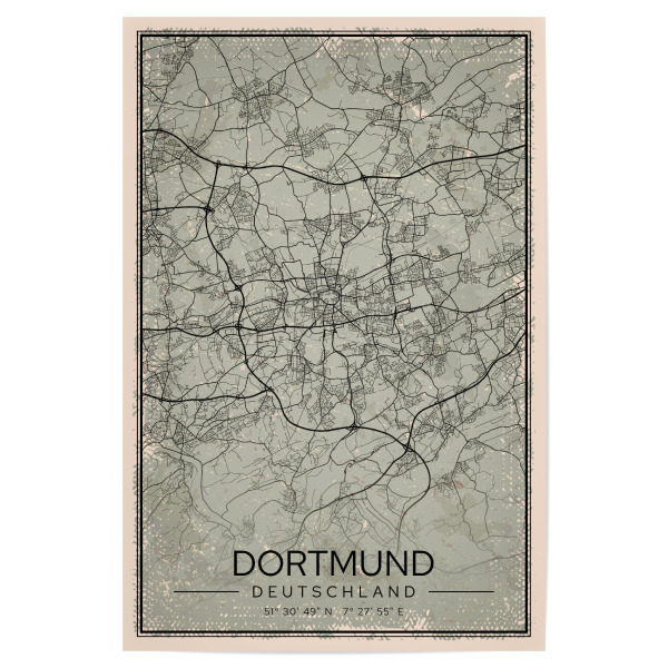 Poster "Dortmund Retro Map" artboxONE - Städte / Weitere,Kartografie