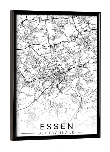 Poster mit schwarzem Rahmen "City Map Essen" artboxONE - Städte / Weitere,Kartografie