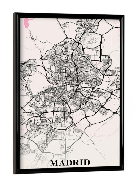Poster mit schwarzem Rahmen "Map Madrid" artboxONE - Städte / Weitere,Kartografie