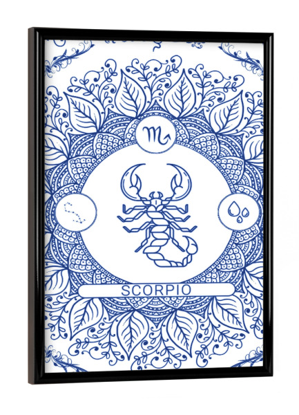 Poster mit schwarzem Rahmen "Zodiac - Portuguese - Scorpio" artboxONE - Natur,Floral,Abstrakt