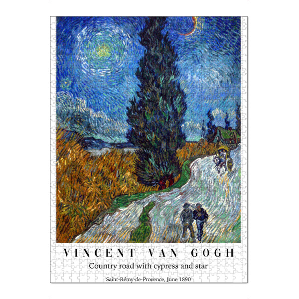 Puzzle Ravensburger "Straße mit Zypresse und Sternen" artboxONE - Typografie,Natur,Menschen