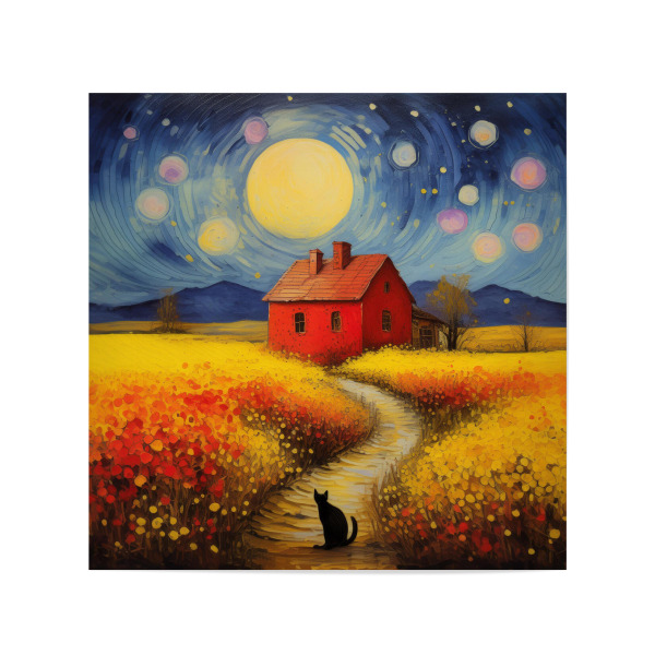 Poster 20x20 cm "Italienische Landschaft mit Katze" artboxONE - Natur,Tiere,Abstrakt