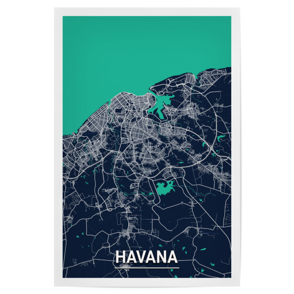 Poster 30x20 cm "Havanna Map" artboxONE - Städte / Weitere,Kartografie