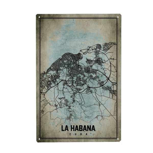 Holzbild "Havanna Retro Map" artboxONE - Städte / Weitere