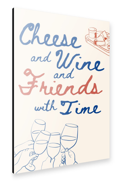 Alu-Dibond "Käse und Wein" 30x20 cm artboxONE