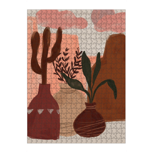 artboxONE Puzzle "Mexico Vibes ll" artboxONE - Floral,Abstrakt,Für Mama - Mexico,Stillleben,Illustration,Pastell,Rosa,Braun,Wolke,Vase,Treechild