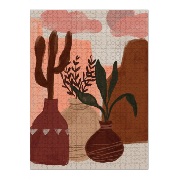 Puzzle Ravensburger "Mexico Vibes ll" artboxONE - Floral,Abstrakt,Für Mama - Mexico,Stillleben,Illustration,Pastell,Rosa,Braun,Wolke,Vase,Treechild