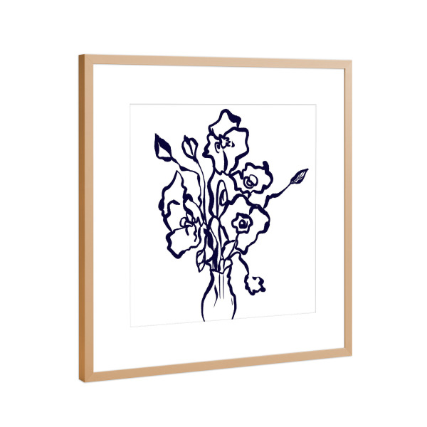 Poster mit Rahmen Kupfer "Flowers In A Vase line art" artboxONE - Floral,Abstrakt