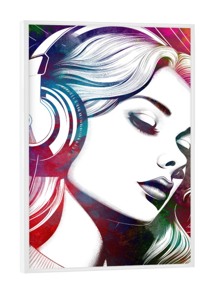 Poster mit weißem Rahmen "Music art woman A" artboxONE - Menschen,Musik - Musik,Musiker,Grafik,Ton,Sänger,Frau