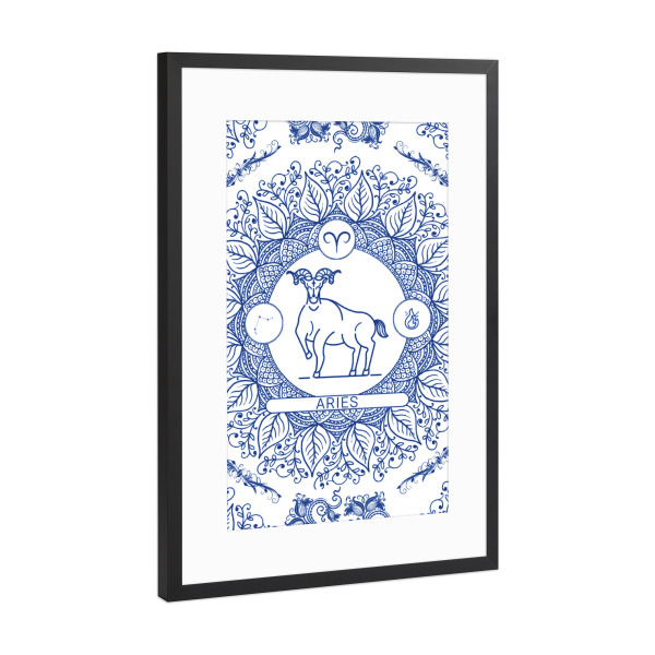 Poster mit Rahmen Schwarz (Metallic) "Zodiac - Portuguese - Aries" artboxONE - Natur,Floral,Abstrakt