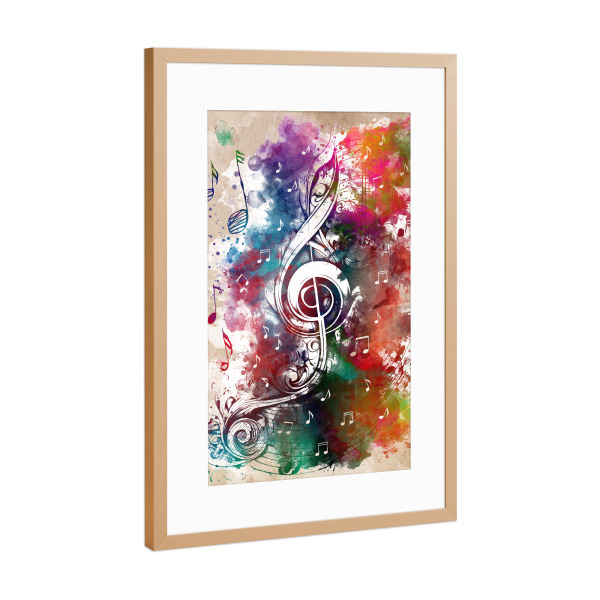 Poster mit Rahmen Kupfer "Violinschlüssel Musikkunst A" artboxONE - Musik - Musik,Violinschlüssel,Notation,Notenschrift,Notizen,Grafik