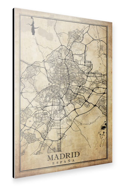 Alu-Dibond "Madrid Vintage City" 30x20 cm artboxONE