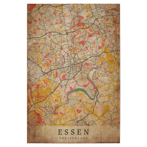 Poster "Essen Retro Map" artboxONE - Städte / Weitere,Kartografie