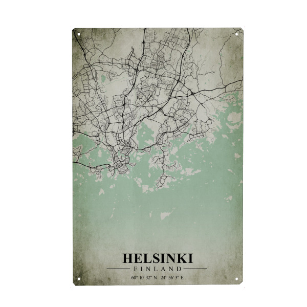 Metall Poster "Helsinki Vintage CityMap" artboxONE - Städte / Weitere,Kartografie