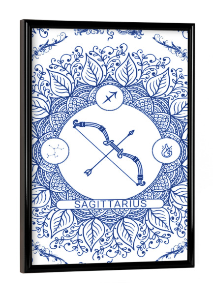 Poster mit schwarzem Rahmen "Zodiac - Portuguese - Sagittarius" artboxONE - Natur,Floral,Abstrakt