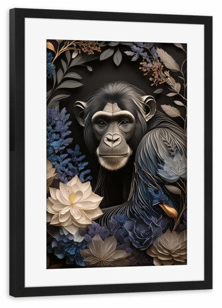 Poster mit Rahmen schwarz "Schimpanse - Portrait" artboxONE - Natur,Floral,Tiere,Abstrakt