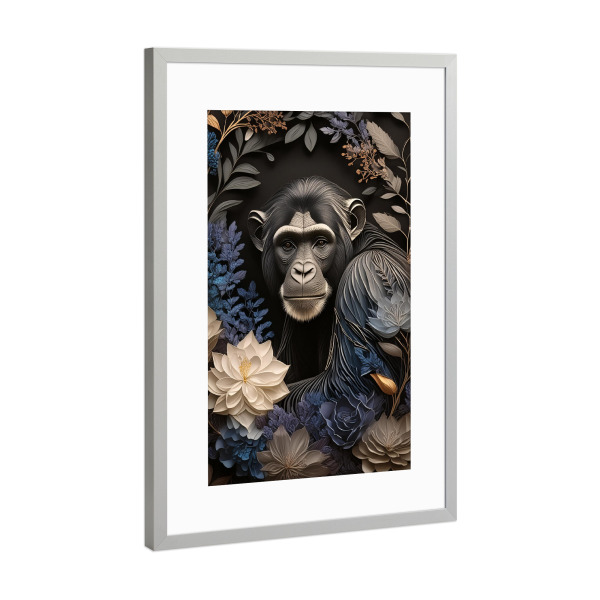 Poster mit Rahmen Silber "Schimpanse - Portrait" artboxONE - Natur,Floral,Tiere,Abstrakt