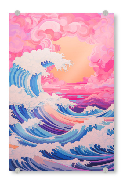 Acrylglasbild "Pinke Wellenbewegung" artboxONE - Natur,Abstrakt,Reise / Strand und Meer