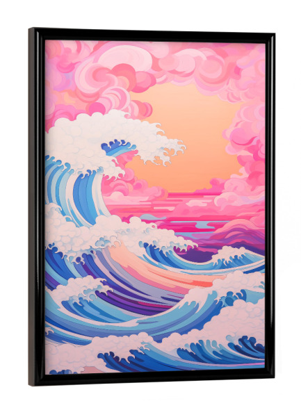 Poster mit schwarzem Rahmen "Pinke Wellenbewegung" artboxONE - Natur,Abstrakt,Reise / Strand und Meer