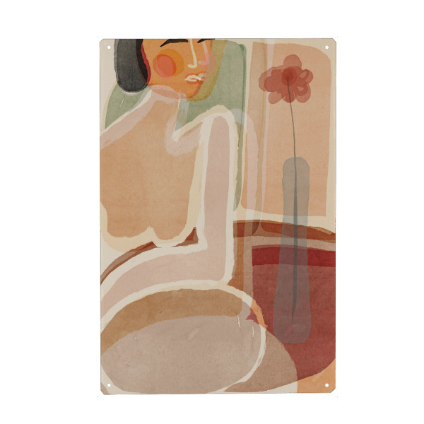 Holzbild "In Paris" artboxONE - Abstrakt,Menschen,Für Mama - Illustration,Paris,Stillleben,Frau,Blume,Vase,Cafe,Pastell,Pastellfarben,Treechild