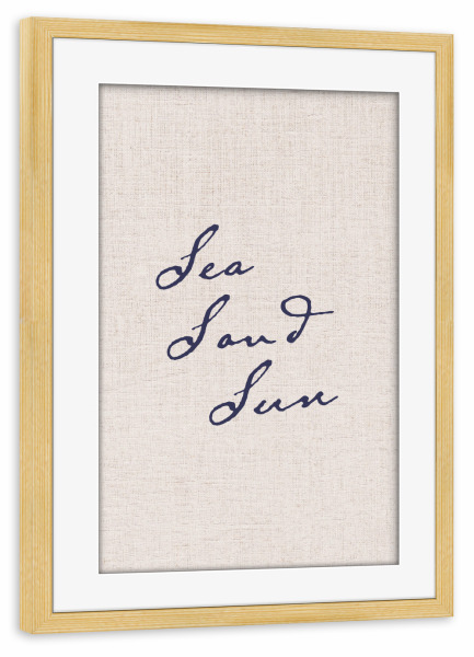 Poster mit Rahmen kiefer "Sea Sand Sun" artboxONE - Typografie,Natur,Reise,Reise / Strand und Meer