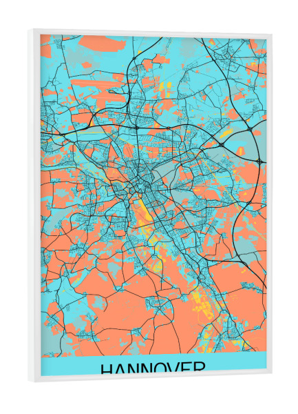 Poster mit weißem Rahmen "Hannover als Stadtplan" artboxONE - Städte / Weitere,Kartografie