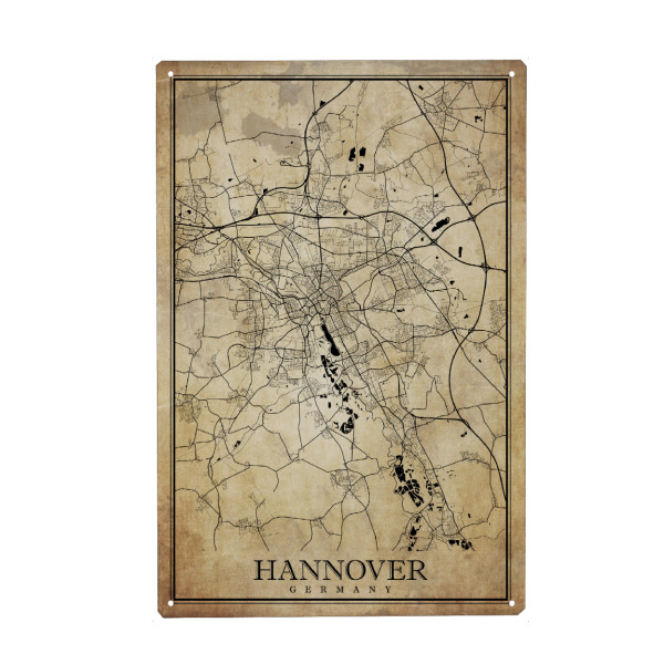 Metall Poster "Hannover Vintage City" artboxONE - Städte / Weitere,Kartografie