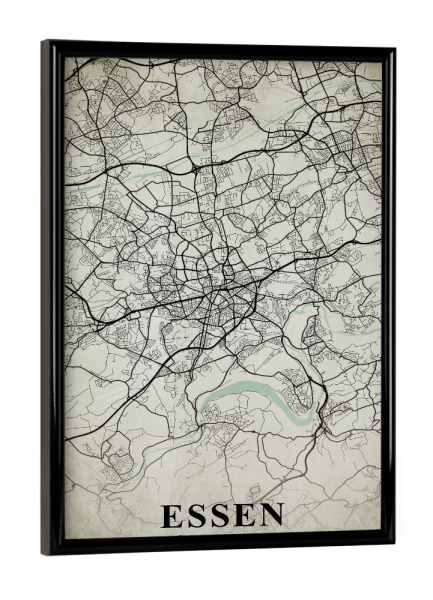 Poster mit schwarzem Rahmen "Essen Vintage CityMap" artboxONE - Städte / Weitere,Kartografie