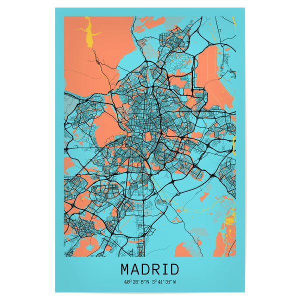 Poster 30x20 cm "Madrid Stadt Karte" artboxONE - Städte / Weitere,Kartografie