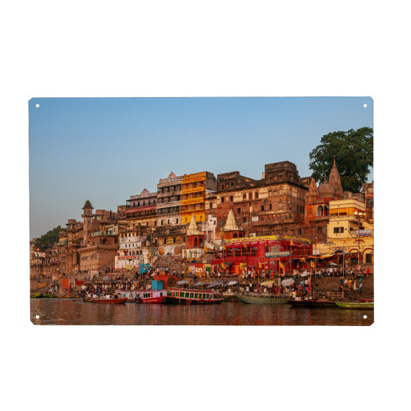 Holzbild "Die Varanasi Ghats" artboxONE - Architektur,Reise / Asien - Varanasi,Indien,Ghat,Tempel,Hindu,Hinduismus,Ganges,Benares,Kashi,Uttar pradesh