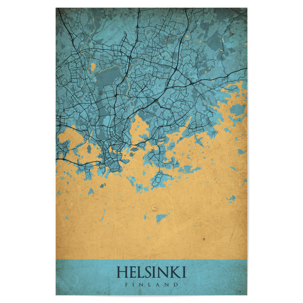 Poster "Vintage City Helsinki" artboxONE - Städte / Weitere,Kartografie