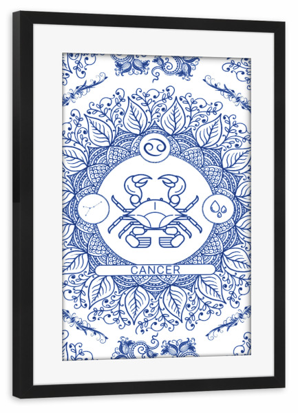 Poster mit Rahmen schwarz "Zodiac - Portuguese - Cancer" artboxONE - Natur,Floral,Abstrakt