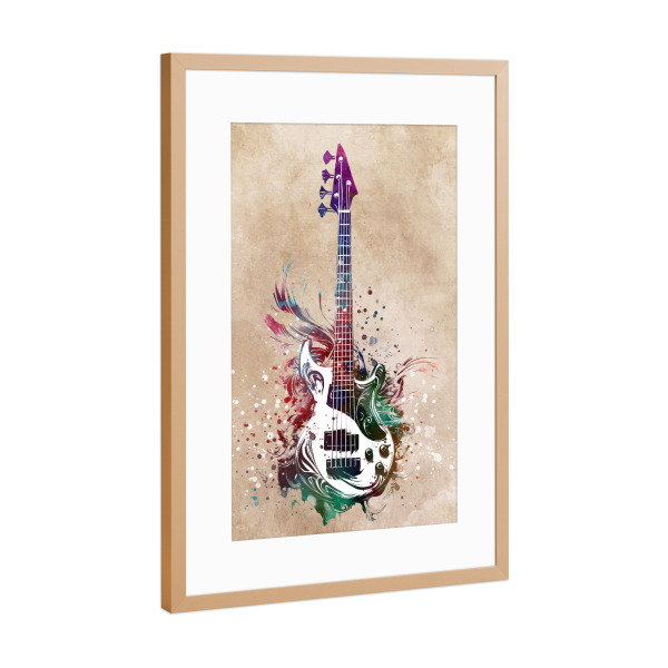 Poster mit Rahmen Kupfer "Gitarrenmusikinstrumentenkunst C" artboxONE - Musik - Gitarre,Gitarren,Musik,Ton,Instrument,Musikinstrument,Grafik