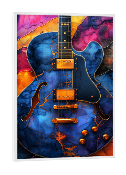 Poster mit weißem Rahmen "Gitarrenmusikinstrumentenkunst I" artboxONE - Musik - Gitarre,Gitarren,Musik,Ton,Instrument,Musikinstrument