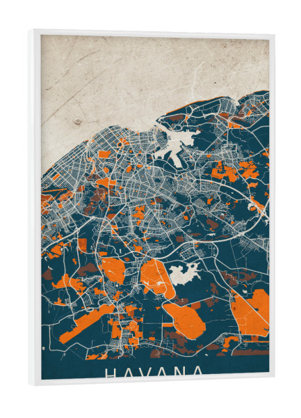 Poster mit weißem Rahmen "Havanna Vintage Map" artboxONE - Städte / Weitere,Kartografie