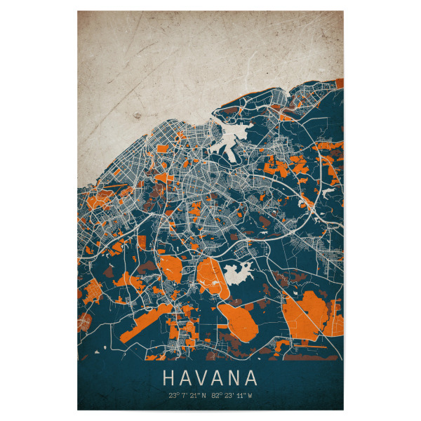 Poster "Havanna Vintage Map" artboxONE - Städte / Weitere,Kartografie