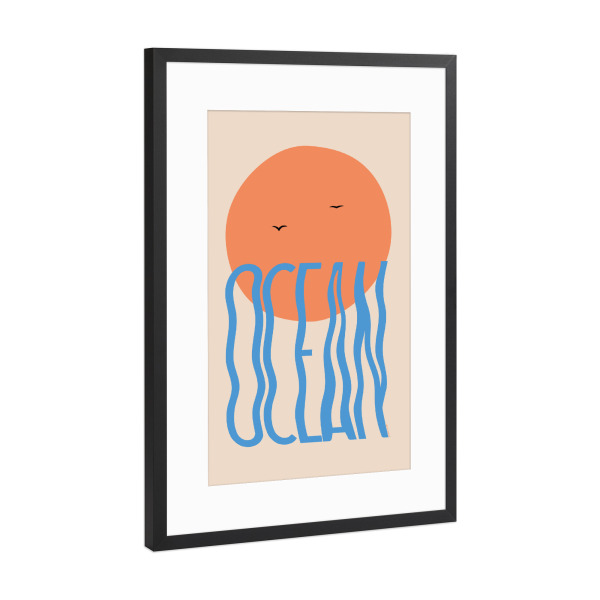 Poster mit Rahmen Schwarz (Metallic) "Wavy Ocean" artboxONE - Reise / Strand und Meer