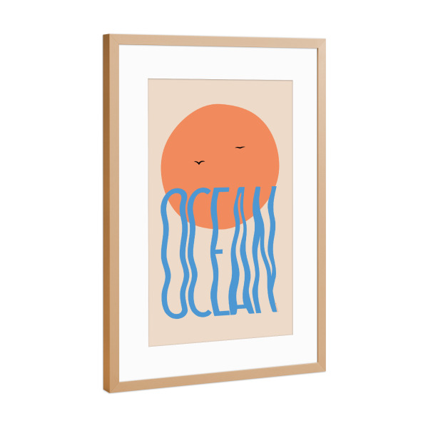 Poster mit Rahmen Kupfer "Wavy Ocean" artboxONE - Reise / Strand und Meer