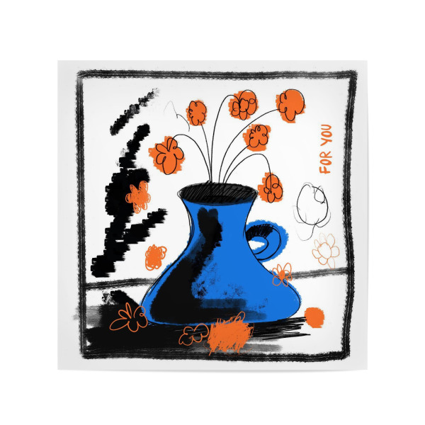 Poster 20x20 cm "Blue abstract flower vase" artboxONE - Abstrakt