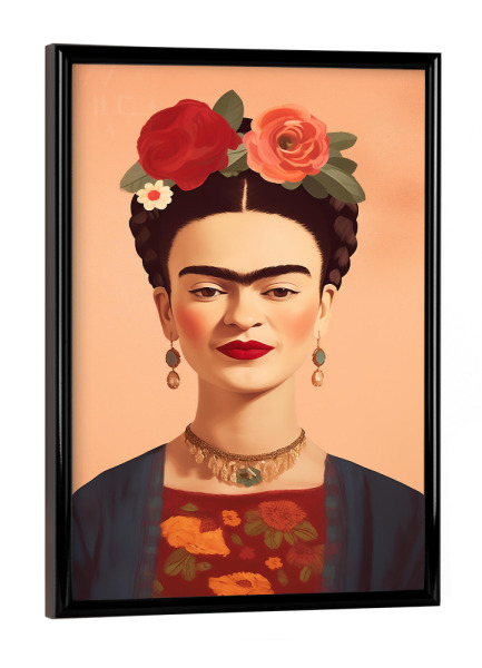 Poster mit schwarzem Rahmen "Fridas kreative Seele" artboxONE - Natur,Floral,Menschen