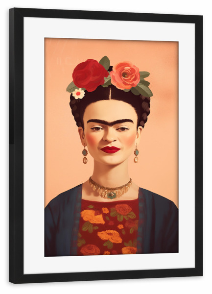 Poster mit Rahmen schwarz "Fridas kreative Seele" artboxONE - Natur,Floral,Menschen