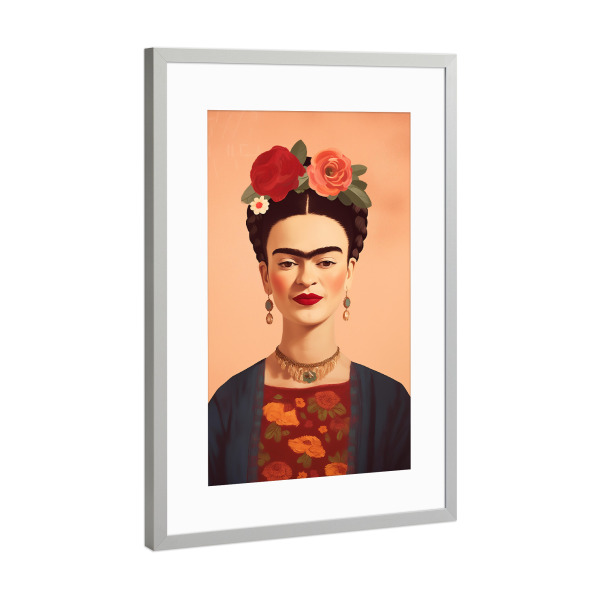 Poster mit Rahmen Silber "Fridas kreative Seele" artboxONE - Natur,Floral,Menschen