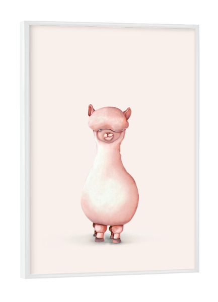 Poster mit weißem Rahmen "Alpaca "Steffi" artboxONE - Für Kinder,Tiere