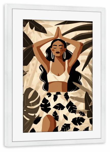 Poster mit Rahmen weiß "Yoga First Boho" artboxONE - Sport / Motivation