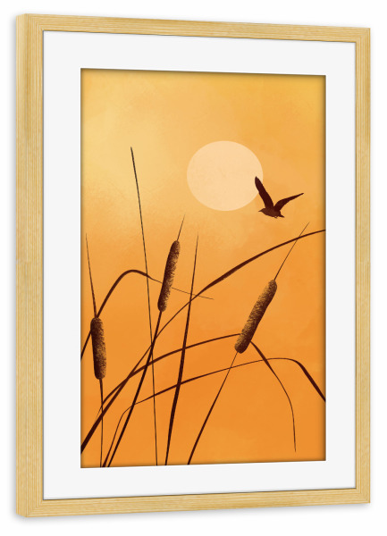 Poster mit Rahmen kiefer "Bernsteinfarbener Himmel" artboxONE - Natur,Abstrakt