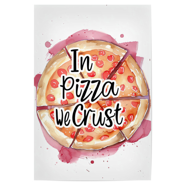 Poster 30x20 cm "In Pizza verkrusten wir" artboxONE - Essen & Trinken - Pizza,Essen,Zitat,Lustig,Restaurant,Bar,Getränke,Modern,Aquarellillustration