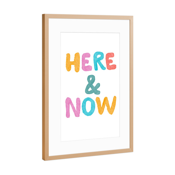 Poster mit Rahmen Kupfer "Hier und Jetzt" artboxONE - Typografie,Abstrakt