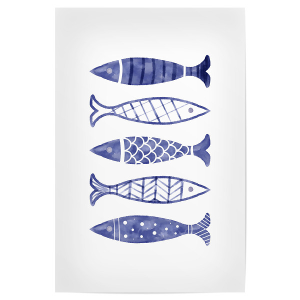 Poster 30x20 cm "Fischiges Thema" artboxONE - Tiere - Fisch,Fischig,Malerei,Aquarell,Natur,Küste,Meer,Ozean